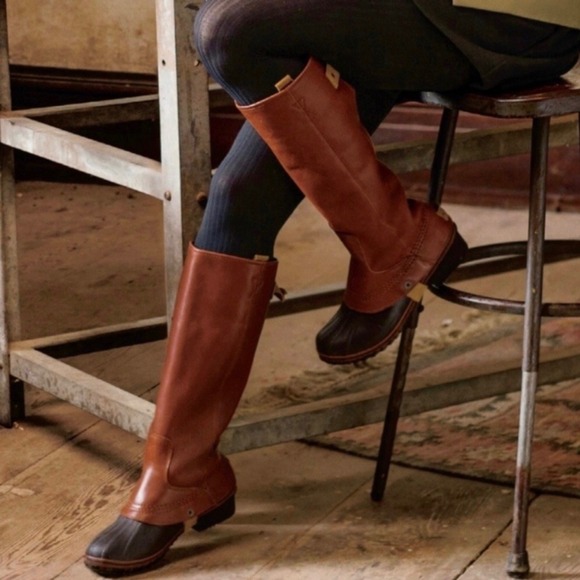 RARE Sorel Slimpack Tall Leather Riding Boots Winter Duck Boots, Nutmeg (Sz 9) - Picture 13 of 15